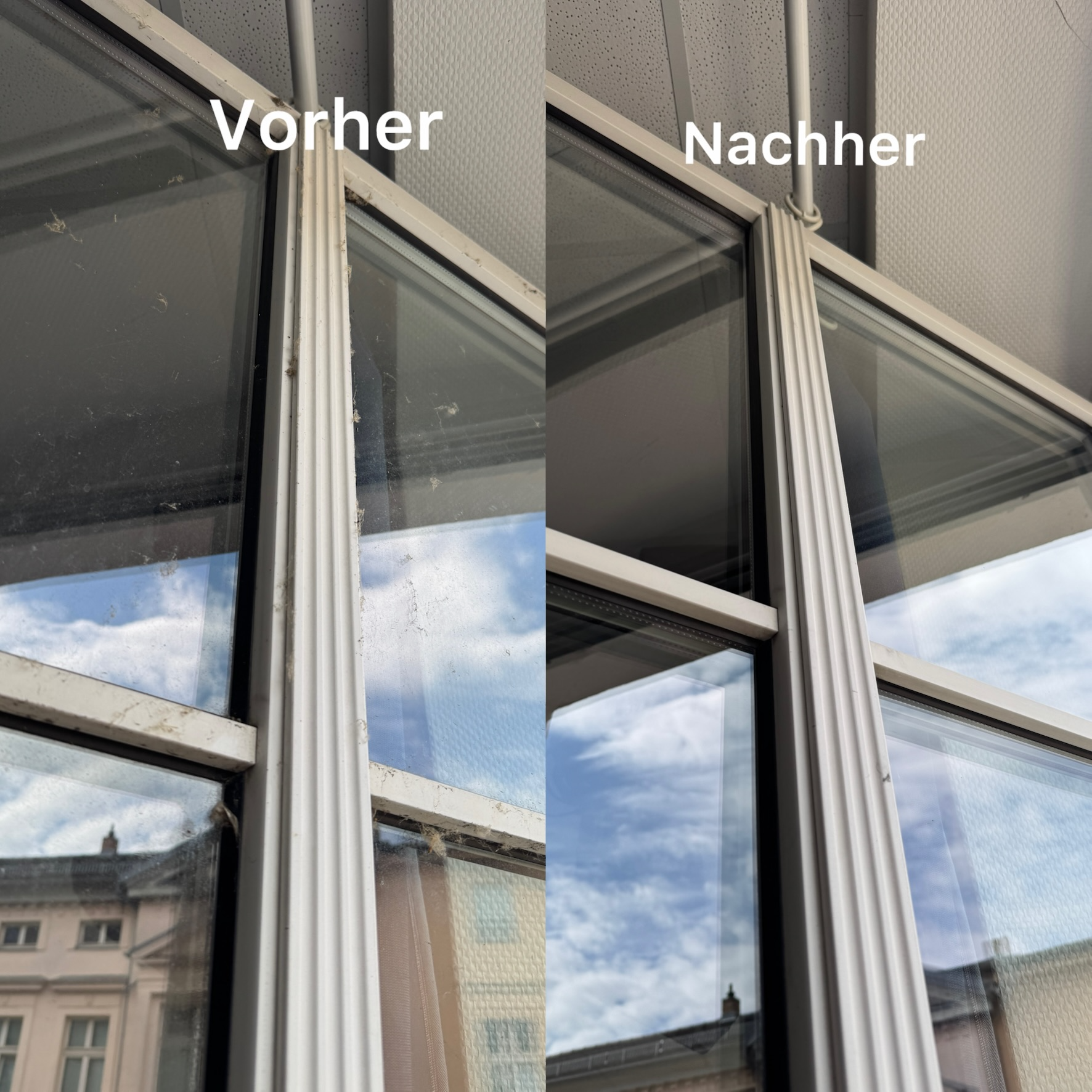 Vorher/Nachher Fensterreinigung Gewerbe