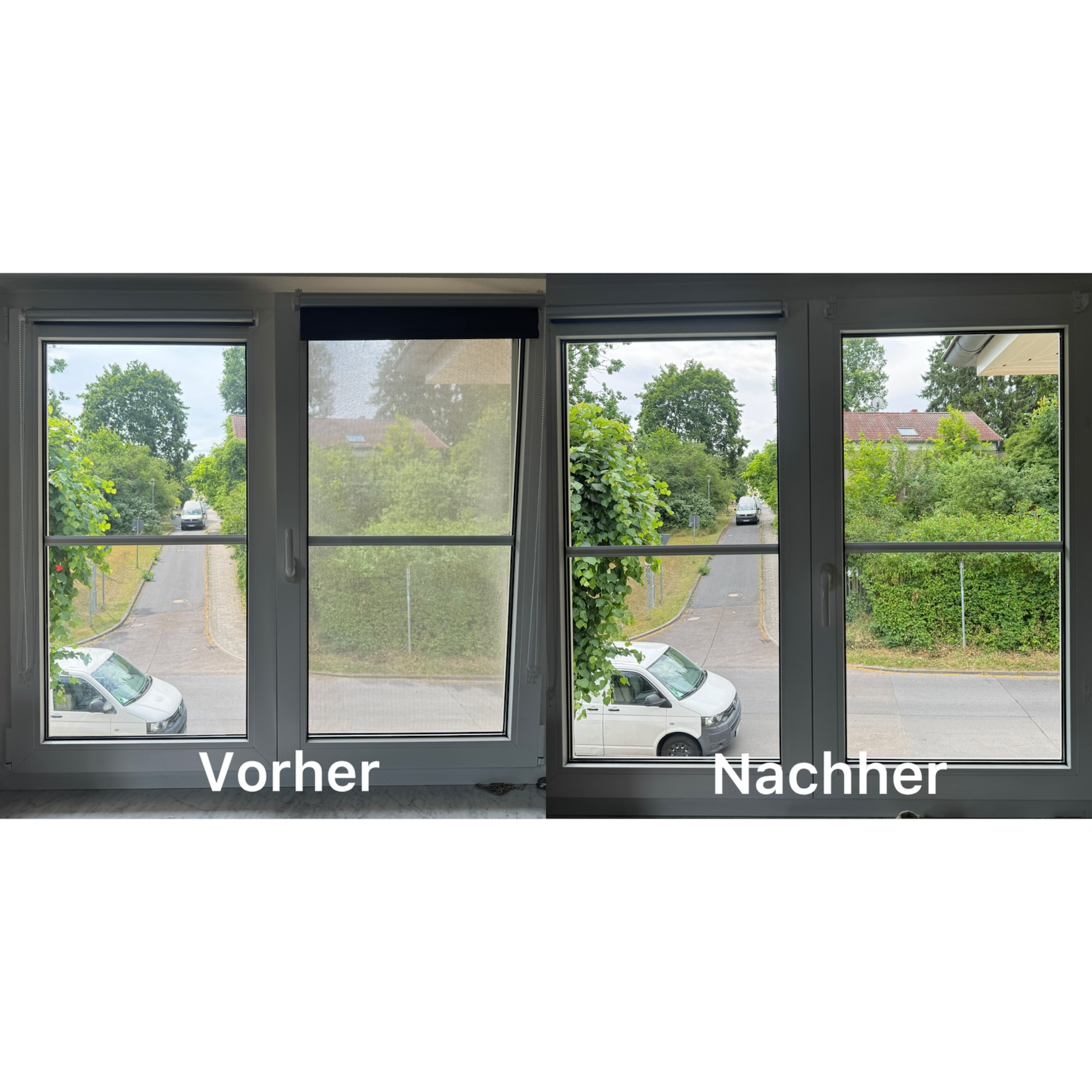 Vorher/Nachher Fensterreinigung Wohnung